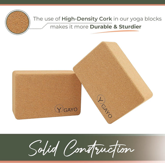 Sustainable Large Cork Yoga Blocks & Strap Set