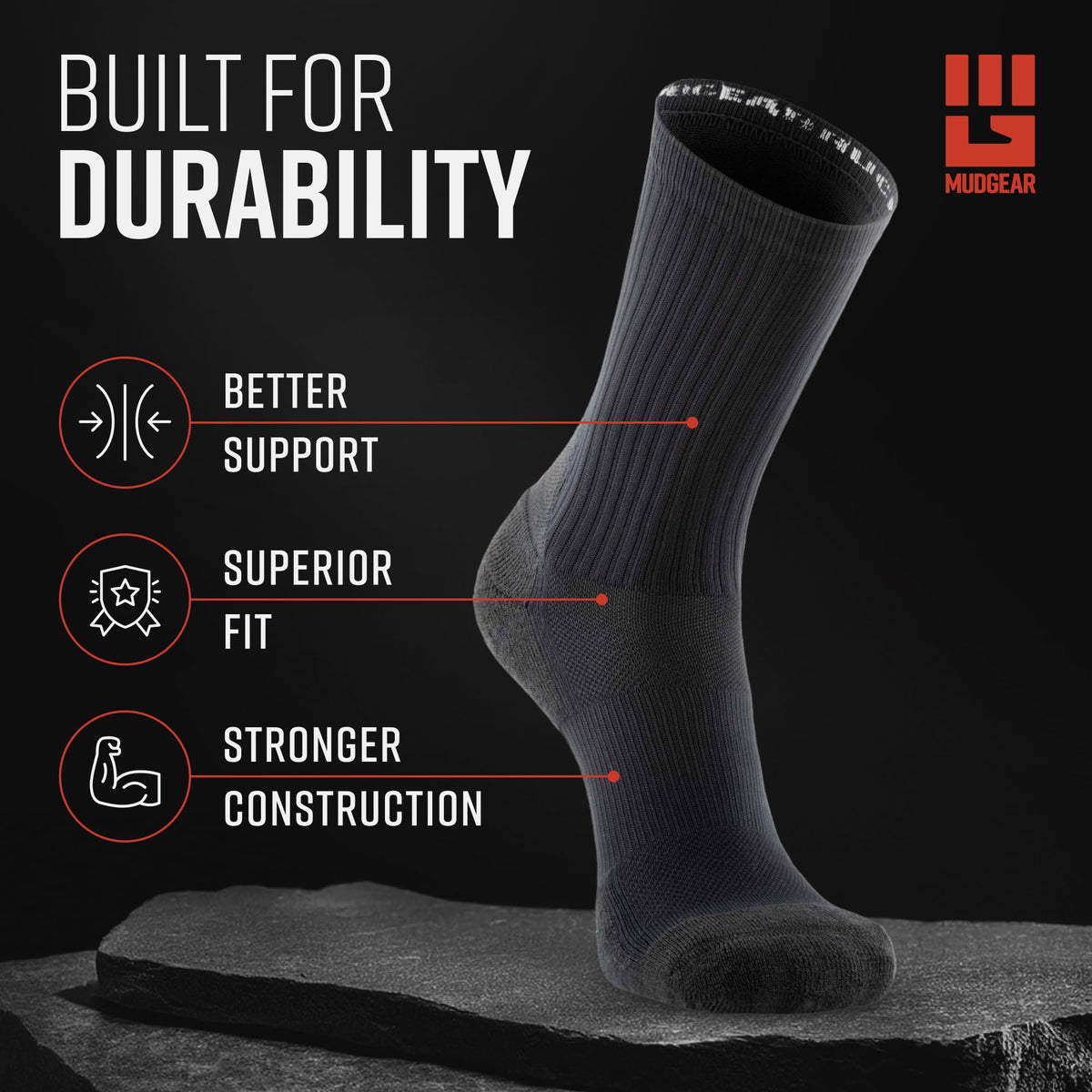 MudGear Ruck Sock (All Black)