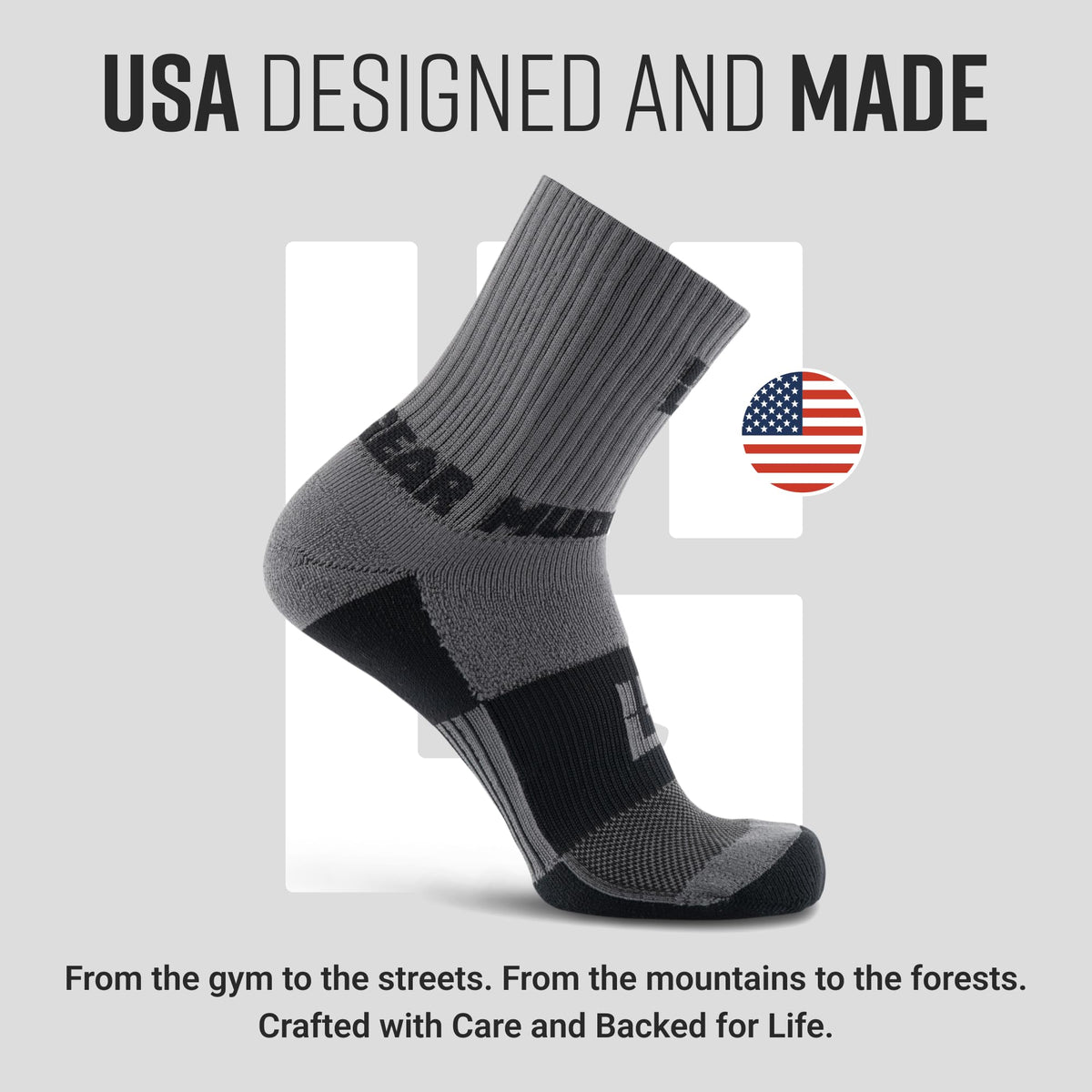 5" Crew Height Trail Running Sock (Gray/Black)