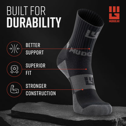 5" Crew Height Trail Running Sock (Black/Gray)