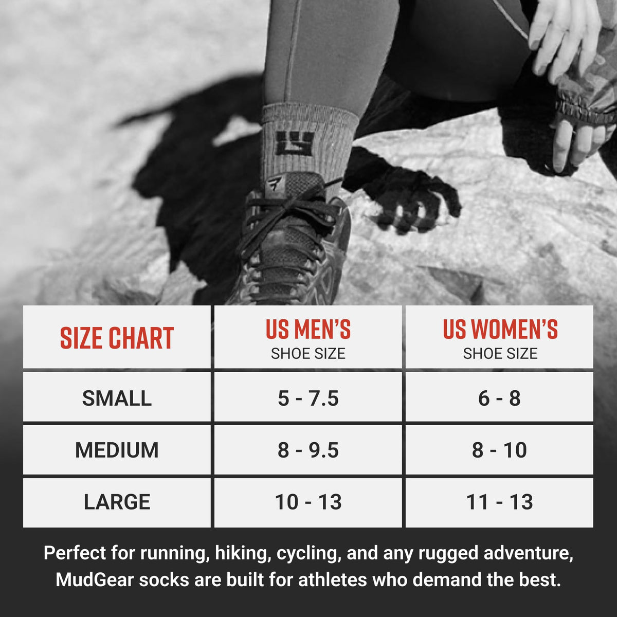 Performance Hiking/Trekking Sock - Black/Gray (2 Pair Pack)