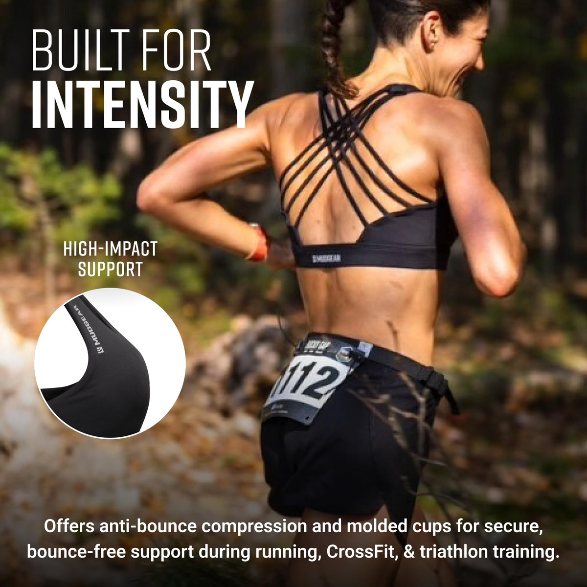 Women's Performance Sports Bra with Pockets - Black
