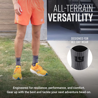 5" Crew Height Trail Running Sock (Gray/Black)