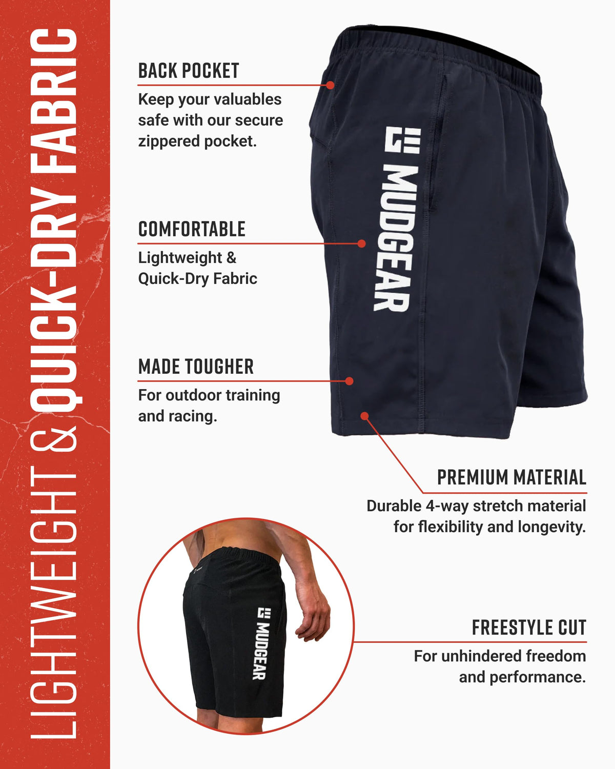 Men's Freestyle Running Shorts (Black)
