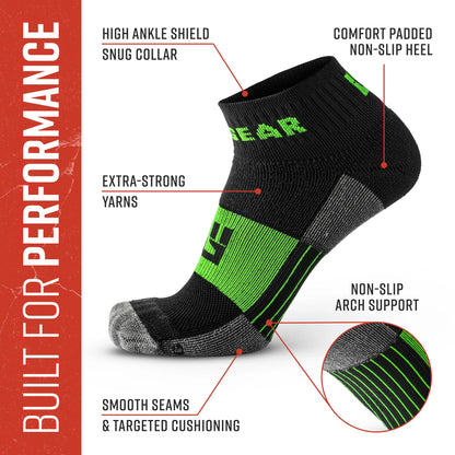 MudGear Quarter (¼) Crew Socks - Gray/Green (2 pair pack)