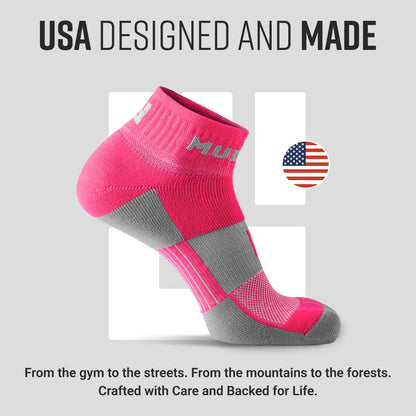 MudGear Quarter (¼) Crew Socks - Pink/Gray (2 pair pack)