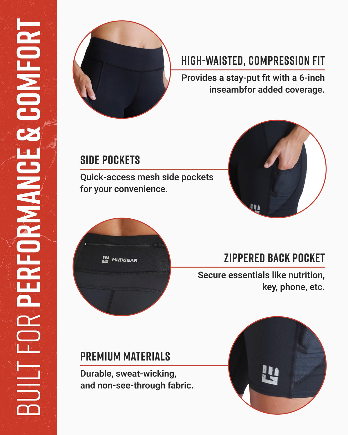 Women's Flex-Fit Compression Shorts 6-inch Inseam