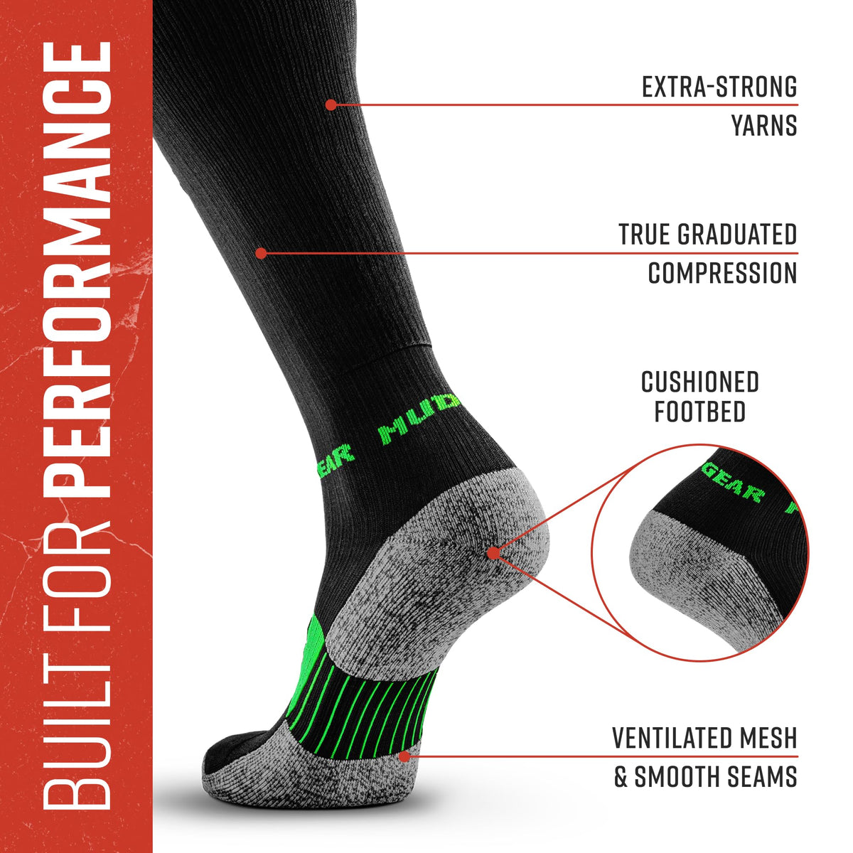 Tall Compression Socks (Black/Green)