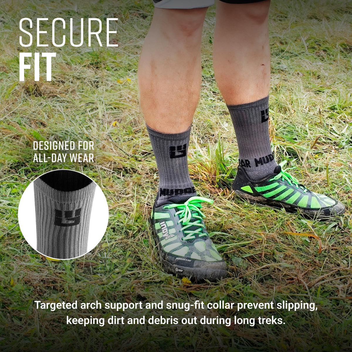 Performance Hiking/Trekking Sock - Gray/Black (2 Pair Pack)