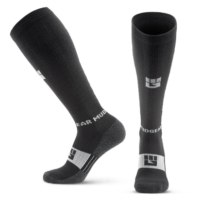 Tall Compression Merino Wool Socks (Black/Gray)