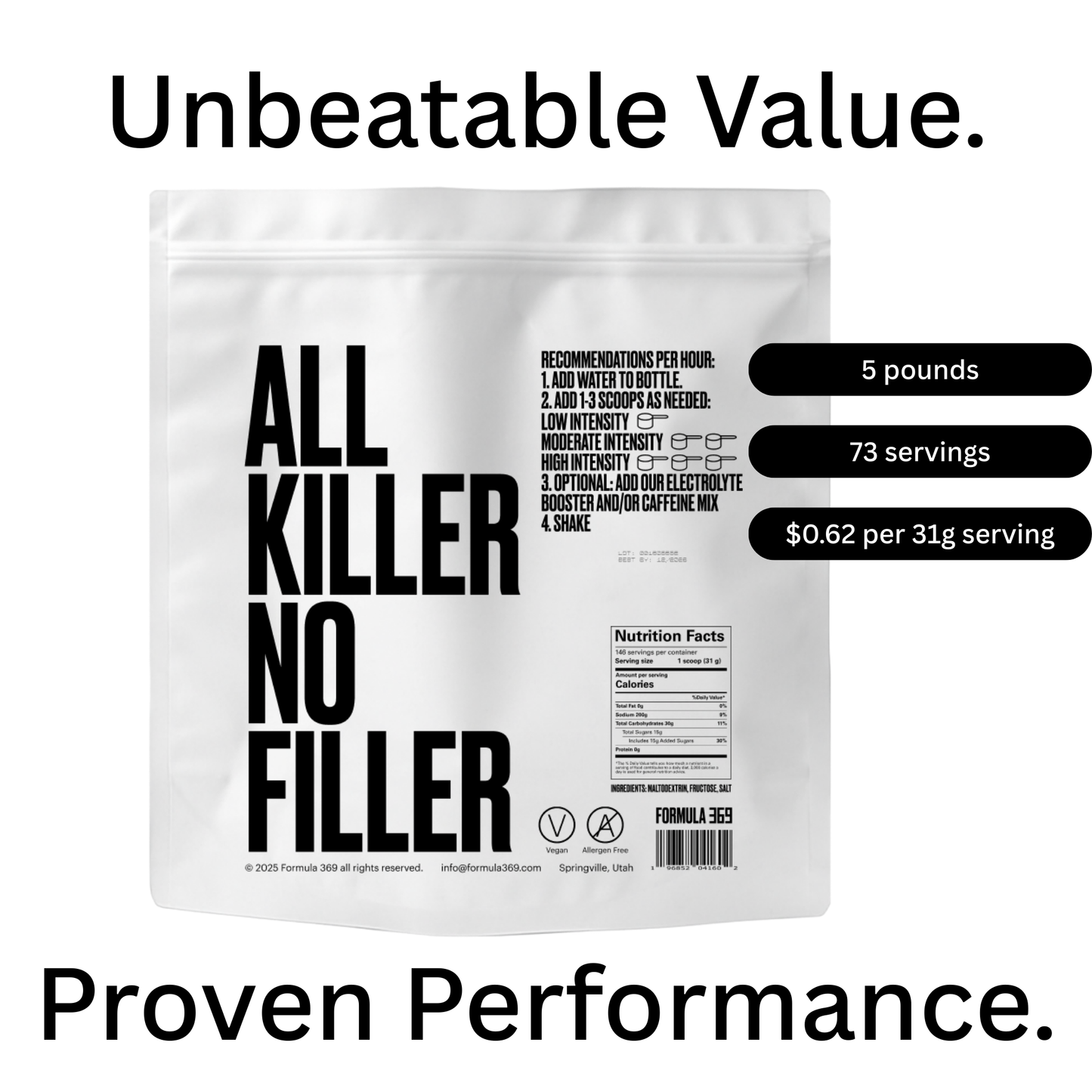 5 pounds, 73 servings - Formula 369 Endurance Fuel Drink Mix