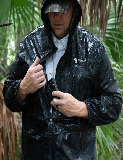 Waterproof Rain Jacket With A Waterproof Pocket