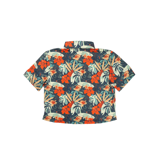 Cropped FlexGRID Button Up - Paradise Pedal