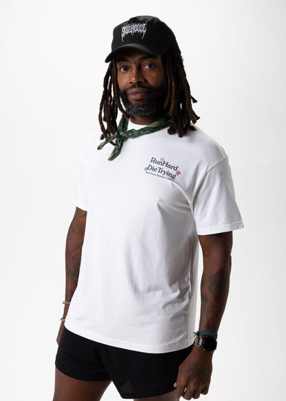 RUN HARD TEE, UNISEX - WHITE