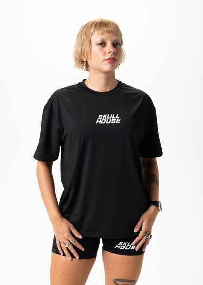 TAPERING RUN TEE, UNISEX - BLACK
