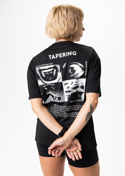TAPERING RUN TEE, UNISEX - BLACK