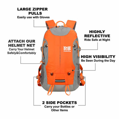 High Visibility Orange Reflective Commuter Bike Backpack |Riderbag Reflektor35