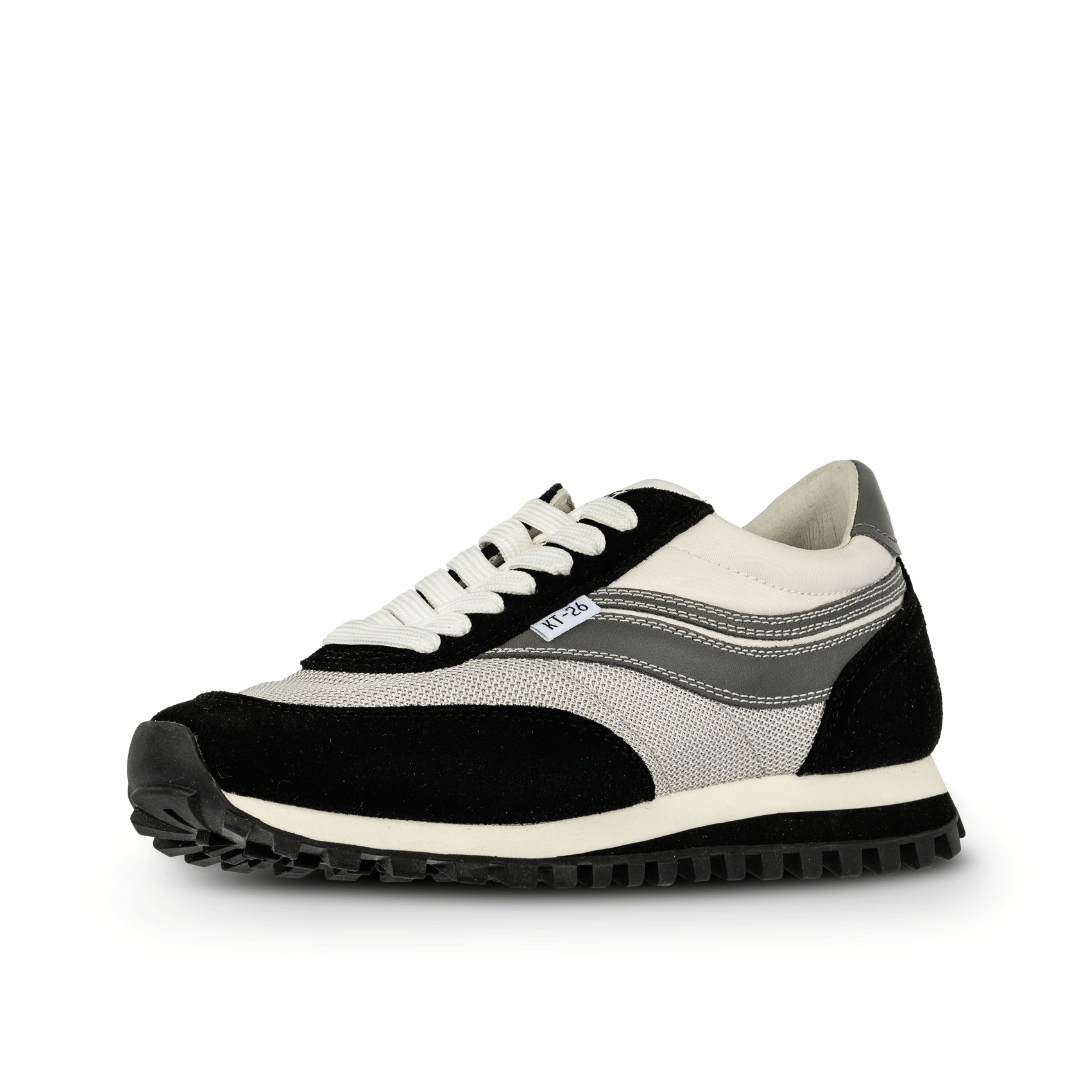 Osaga KT-26 Men's Monochrome Retro Sneaker (White/Black/Gray)